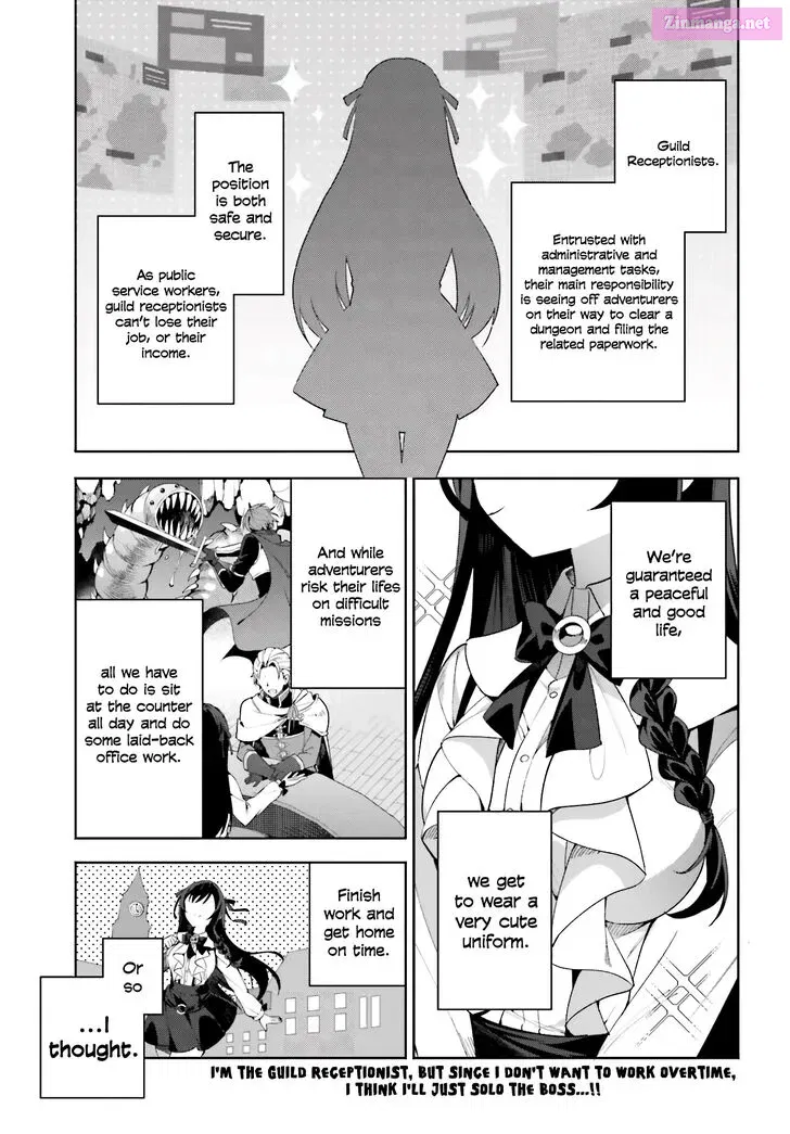 Guild no Uketsukejou desu ga, Zangyou wa Iya na node Boss wo Solo Tobatsu shiyou to Omoimasu Chapter 1 page 2 - MangaKakalot