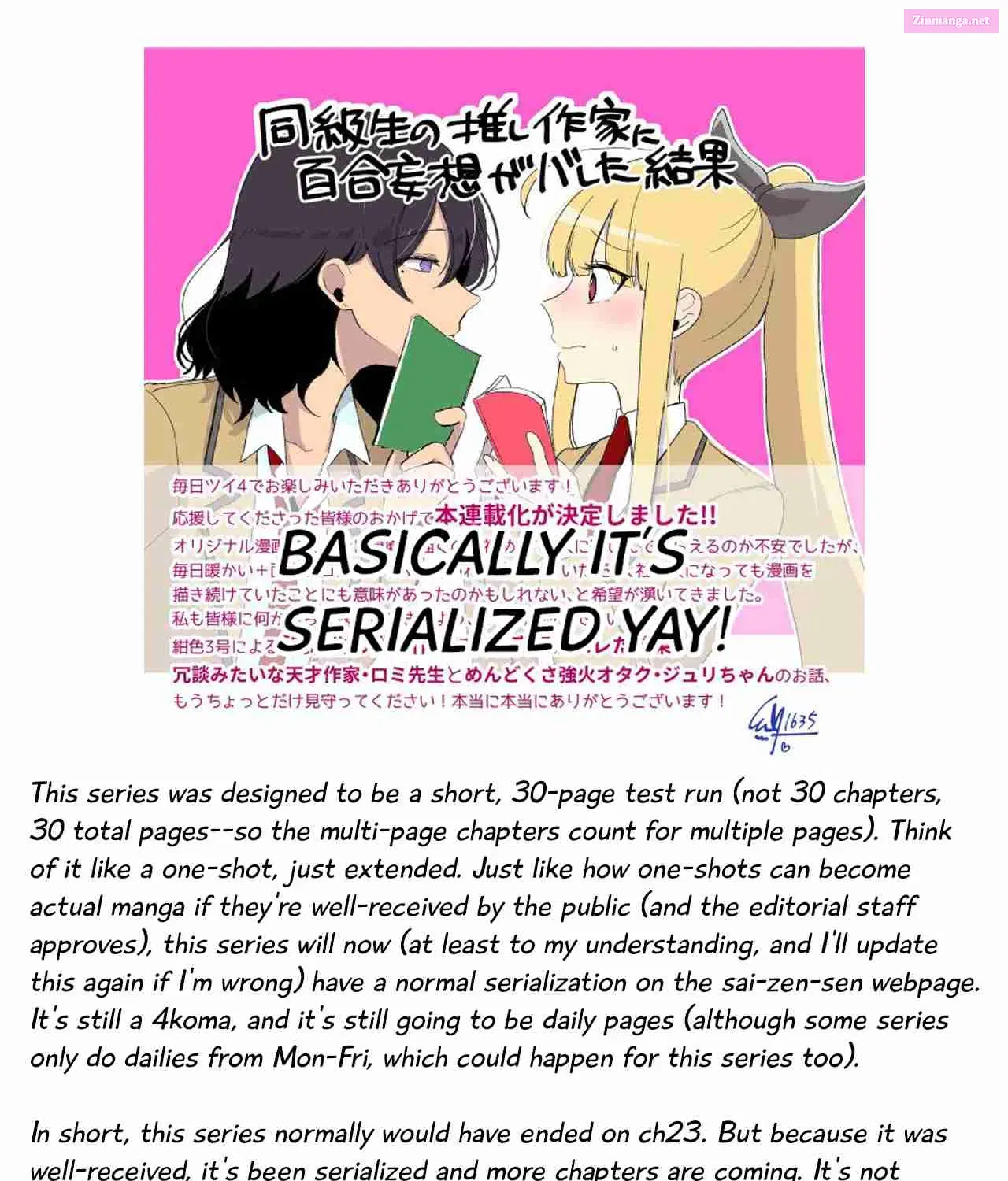 The Results of My Author/Classmate Discovering My Yuri Obsession Chapter 23.1 page 3 - MangaKakalot